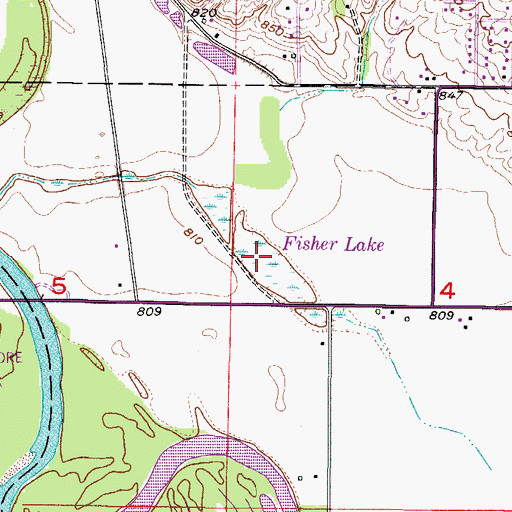 Topographic Map of Fisher Lake, IA