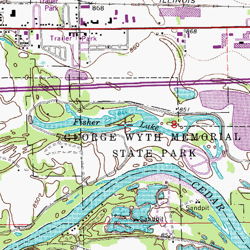 Topographic Map of Fisher Lake, IA