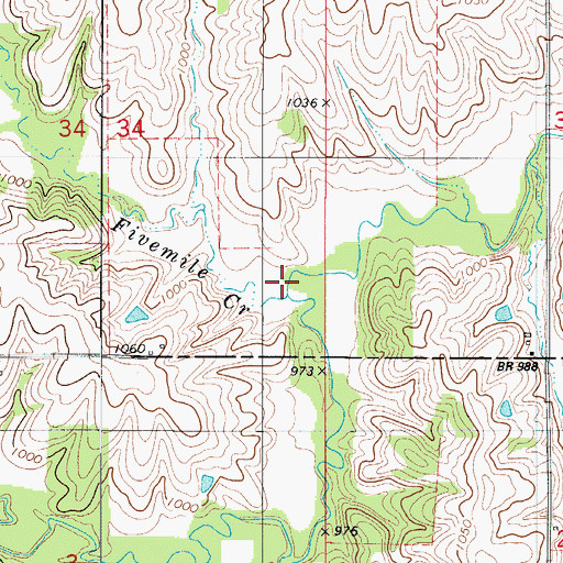 Topographic Map of Fivemile Creek, IA