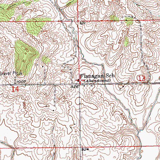 Topographic Map of Flanagan School, IA