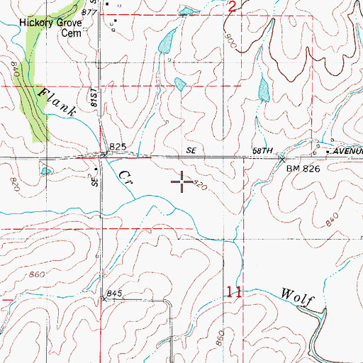 Topographic Map of Flank Creek, IA