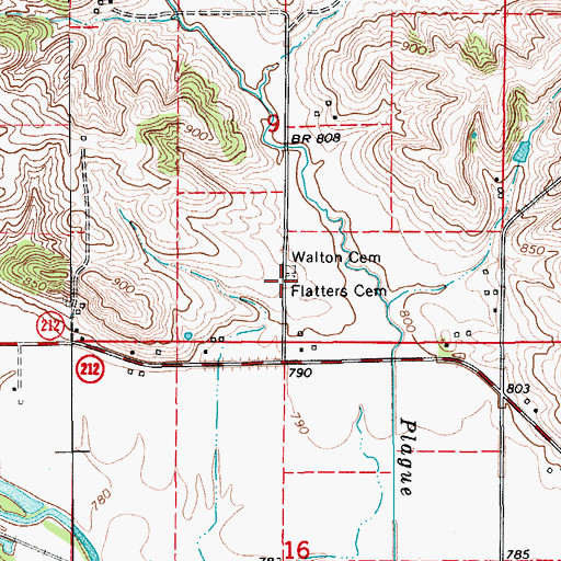 Topographic Map of Flatters Cemetery, IA