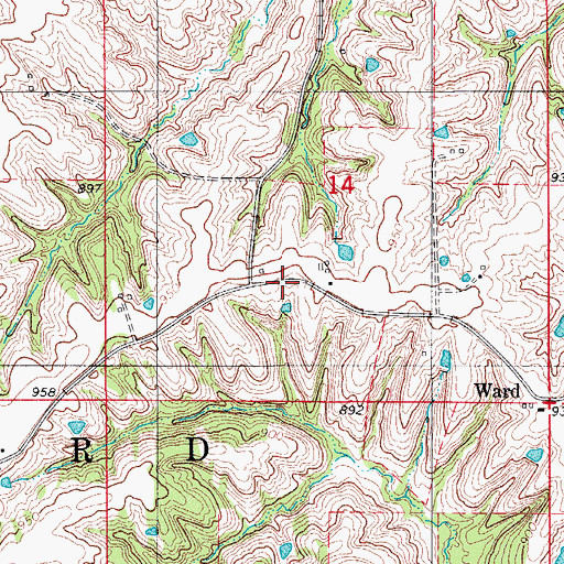 Topographic Map of Flattery School, IA