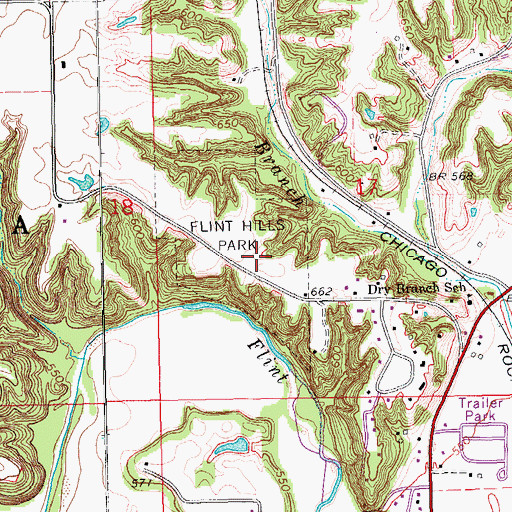 Topographic Map of Flint Hills Park, IA