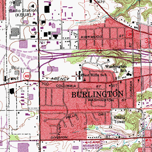 Topographic Map of Burlington Christian School, IA
