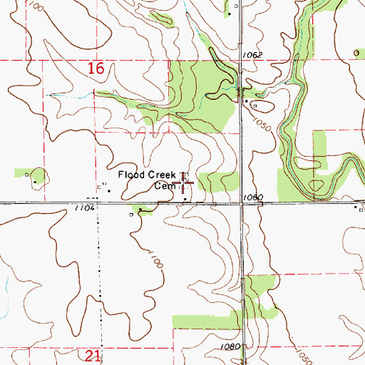 Topographic Map of Flood Creek Cemetery, IA
