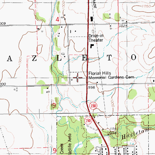 Topographic Map of Floral Hills Memorial Gardens Cemetery, IA