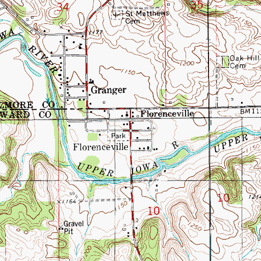 Topographic Map of Florenceville, IA