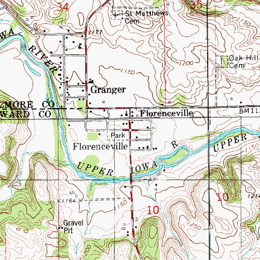 Topographic Map of Florenceville, IA
