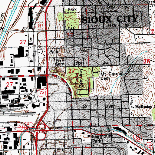 Topographic Map of Floyd Cemetery, IA