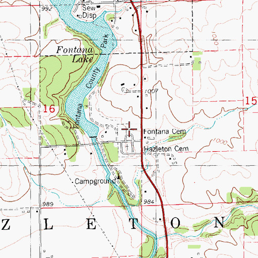 Topographic Map of Fontana Cemetery, IA