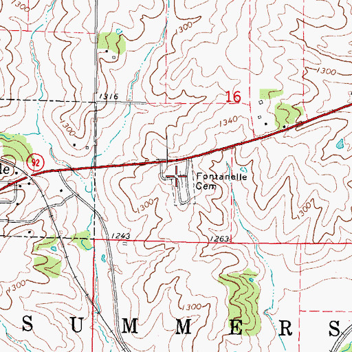 Topographic Map of Fontanelle Cemetery, IA