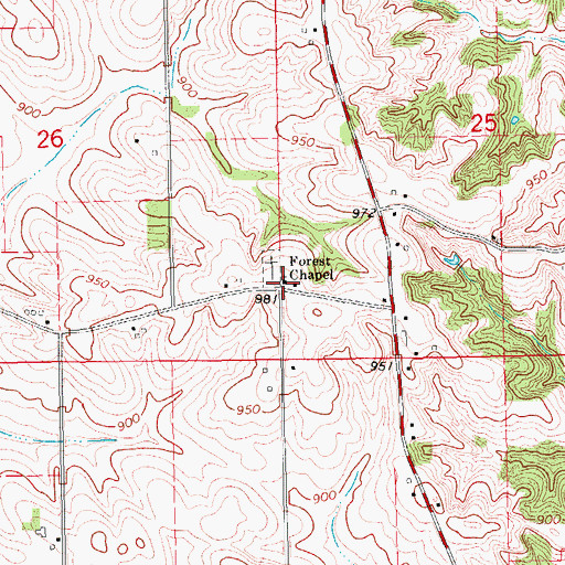Topographic Map of Forest Chapel, IA