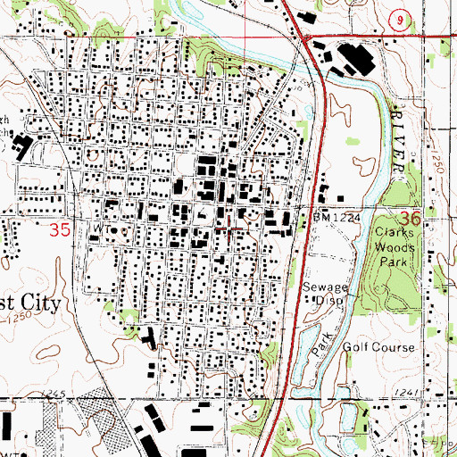Topographic Map of Forest City, IA
