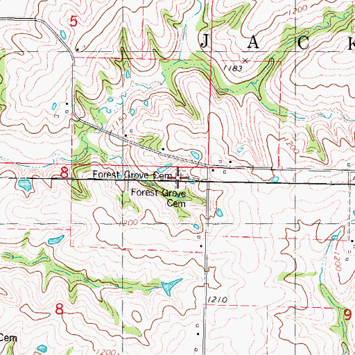 Topographic Map of Forest Grove Cemetery, IA