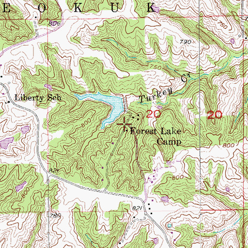 Topographic Map of Forest Lake Camp, IA
