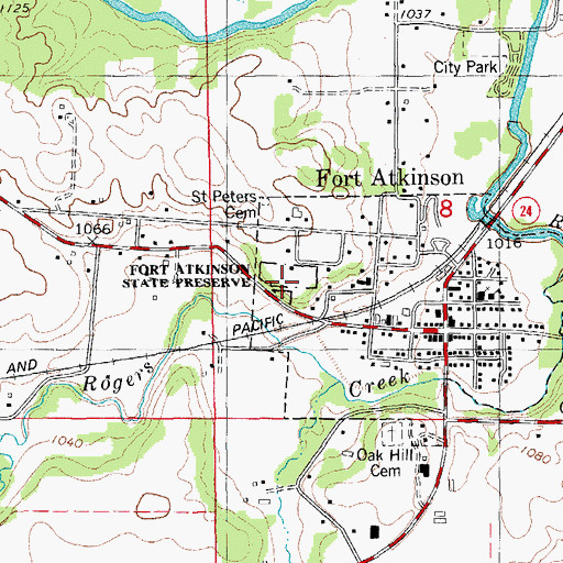 Topographic Map of Fort Atkinson State Preserve, IA
