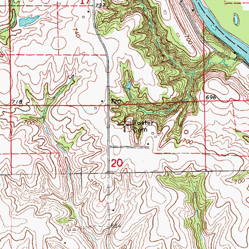 Topographic Map of Foster Cemetery, IA