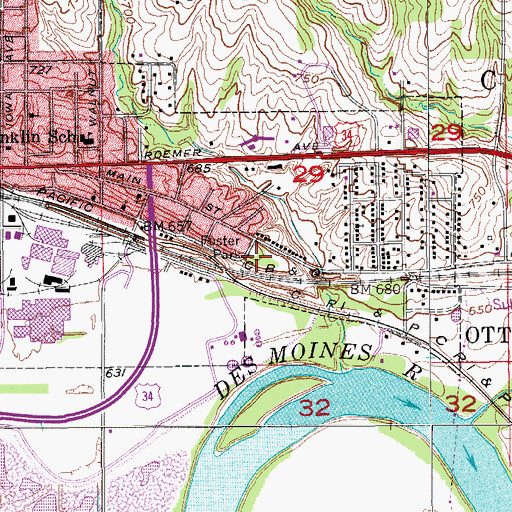 Topographic Map of Foster Park, IA