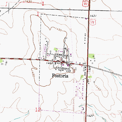 Topographic Map of Fostoria, IA