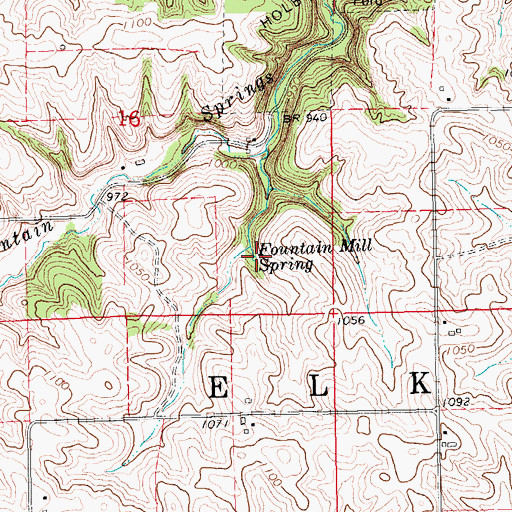 Topographic Map of Fountain Mill Spring, IA