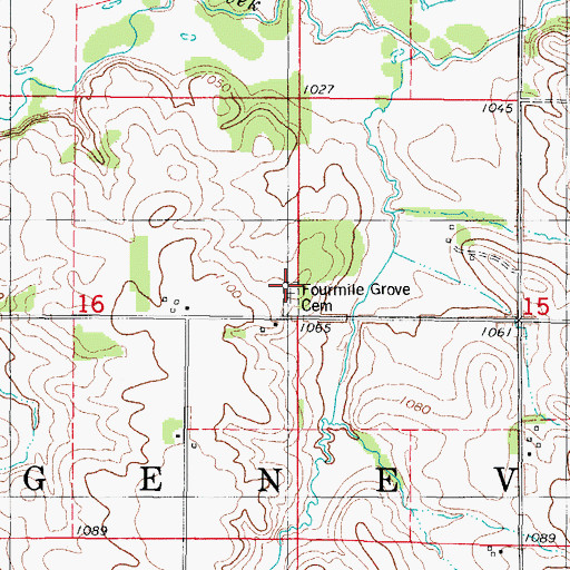 Topographic Map of Fourmile Grove Cemetery, IA