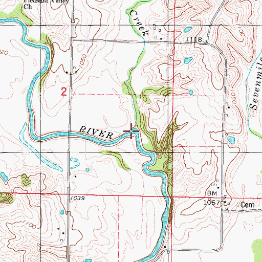 Topographic Map of Fourmile Creek, IA
