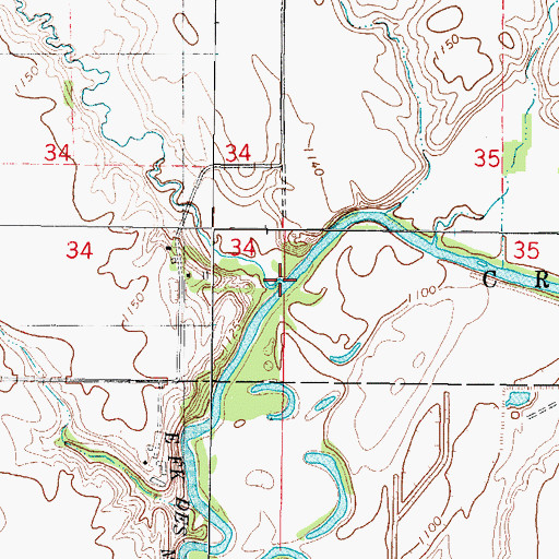 Topographic Map of Fourmile Creek, IA
