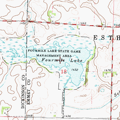 Topographic Map of Fourmile Lake, IA