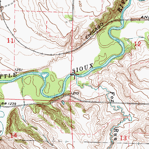 Topographic Map of Fox Run, IA