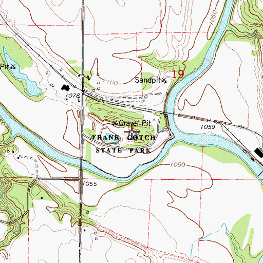 Topographic Map of Frank Gotch State Park, IA
