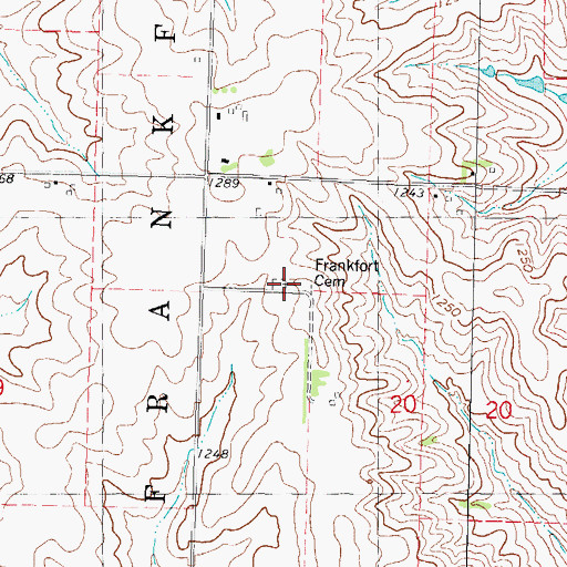 Topographic Map of Frankfort Cemetery, IA