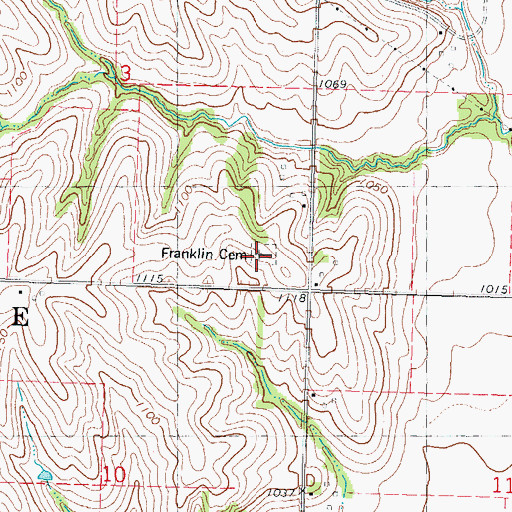 Topographic Map of Franklin Cemetery, IA