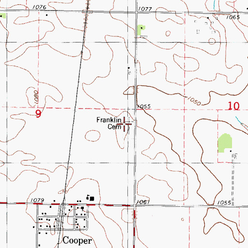 Topographic Map of Franklin Cemetery, IA