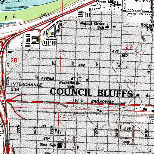 Topographic Map of Franklin Elementary School, IA