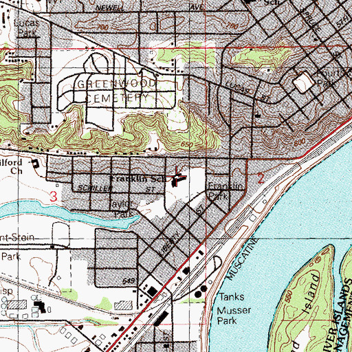 Topographic Map of Franklin Elementary School, IA