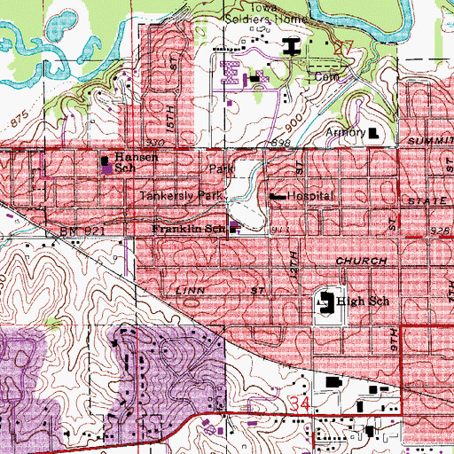 Topographic Map of Franklin Elementary School, IA
