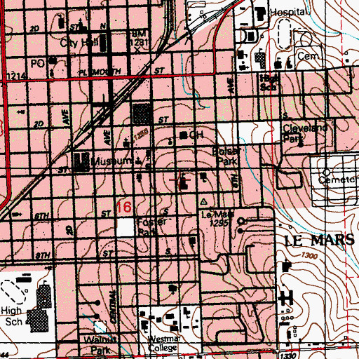 Topographic Map of Franklin Elementary School, IA