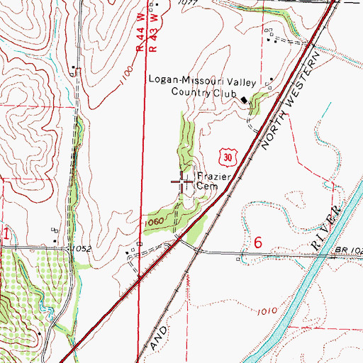 Topographic Map of Frazier Cemetery, IA