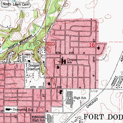 Topographic Map of Cooper Elementary School, IA