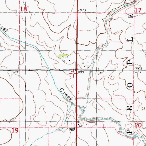 Topographic Map of Fredericksen School, IA