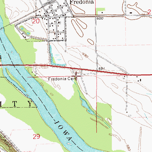 Topographic Map of Fredonia Cemetery, IA