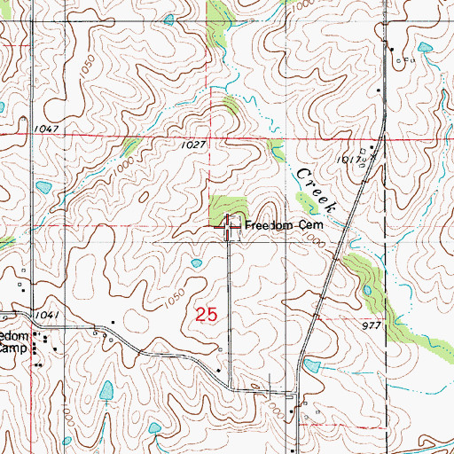 Topographic Map of Freedom Cemetery, IA