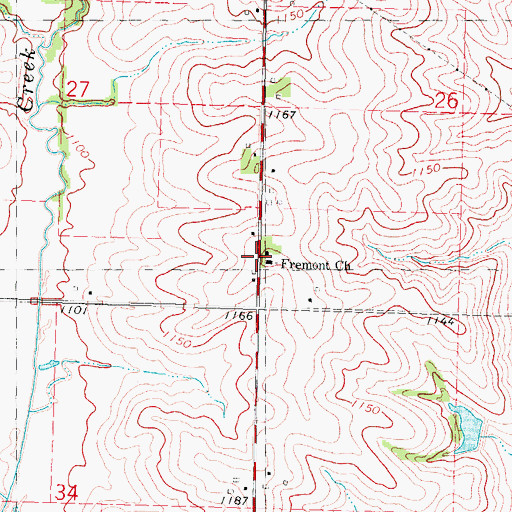 Topographic Map of Fremont Church, IA