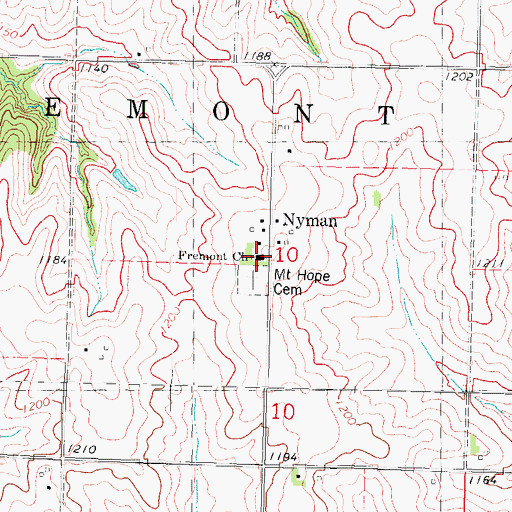 Topographic Map of Fremont Church, IA