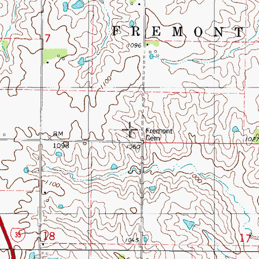 Topographic Map of Fremont Church, IA