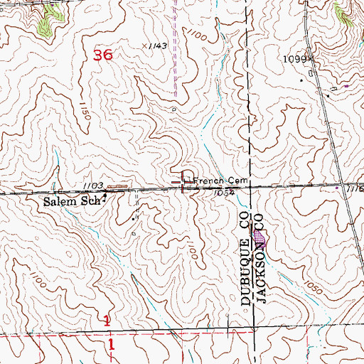 Topographic Map of French Cemetery, IA