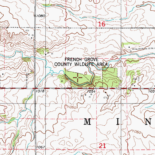Topographic Map of French Grove County Wildlife Area, IA