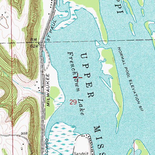 Topographic Map of Frenchtown Lake, IA