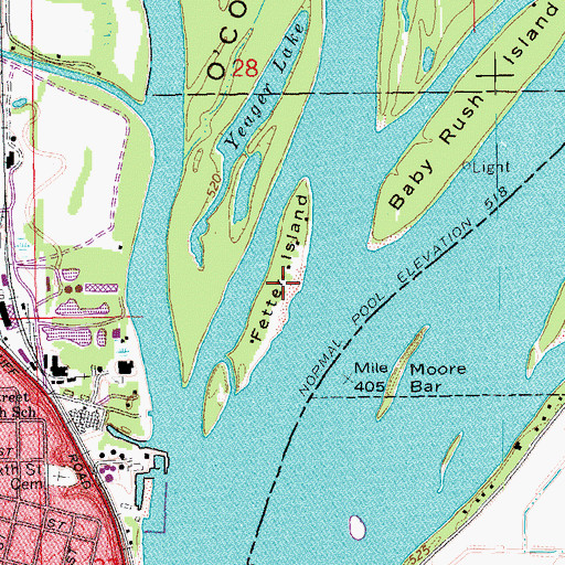 Topographic Map of Fetter Island, IA